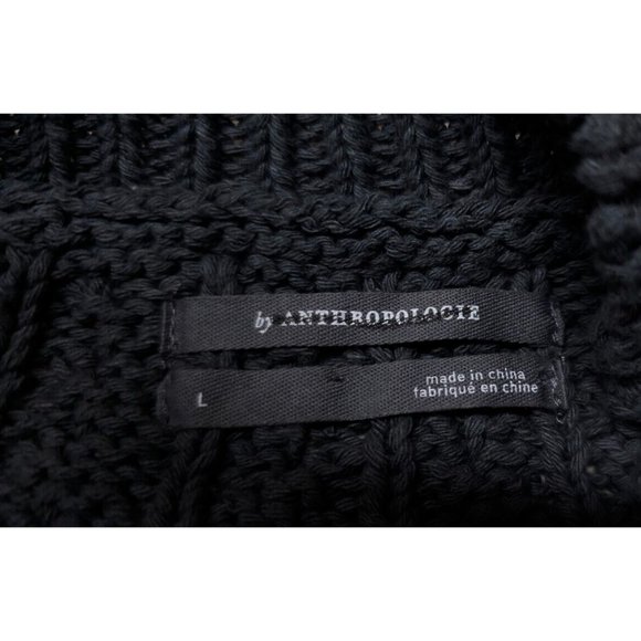 By Anthropologie Womens Large Green Colorblock Cable Knit Long Sleeve Sweater - Picture 10 of 11